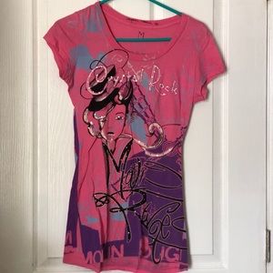 Crystal Rock by Christian Audigier Pink T-shirt- M